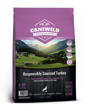 Caniwild Responsibly Sourced™ Turkey Puppy Small 6kg, hipoalergiczna z indykiem i kaczką jakości Human-Grade
